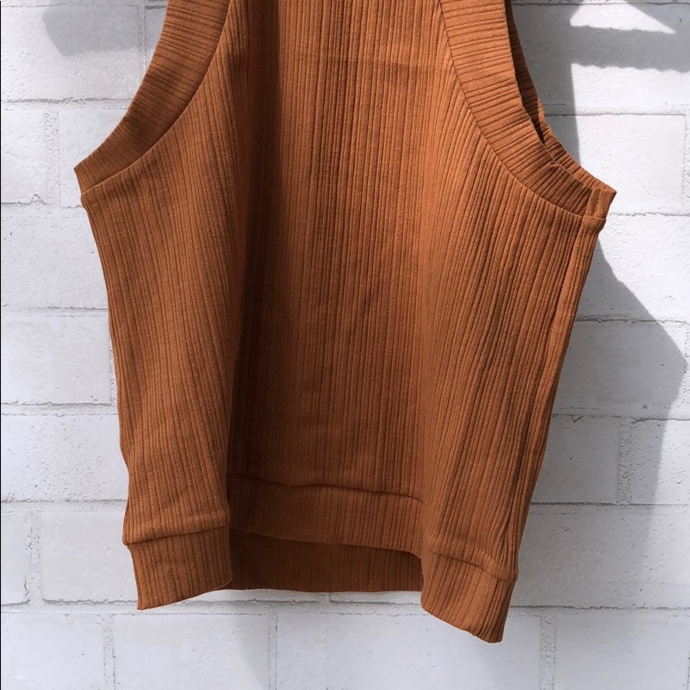 LAST ONE HONEY PUNCH RUST MOCK NECK RIBBED TOP - Picture 2 of 7